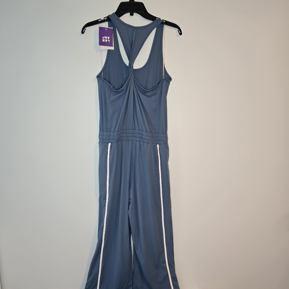 JoyLab Piped Tank Jumpsuit Sleeveless Small Blue White Relaxed Fit - Picture 4 of 13
